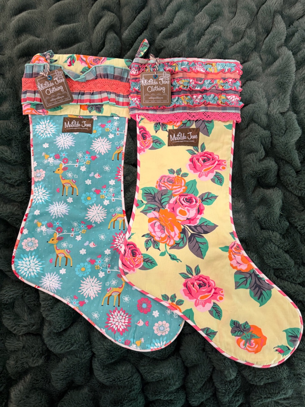 Matilda Jane Yellow Floral and Teal Deer Stocking Set